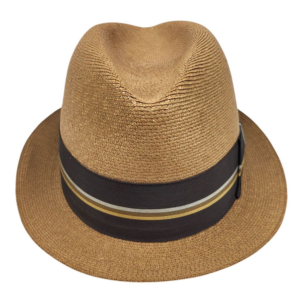 Vintage 1960s Mid Century MCM Hat Taupe W Striped Band sz 7 Keen's Colonials - Picture 4 of 11